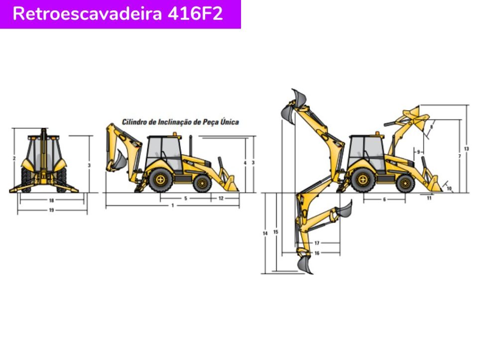 Retroescavadeira Caterpillar 416F2 - imagem do cilindro de inclinação